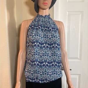 Anne Carson Navy Floral Blouse